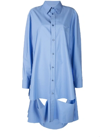 Shop Maison Margiela Cut-out Oversized Shirt - Blue