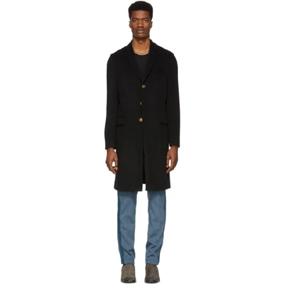 Shop Givenchy Black 4g Buttons Long Coat In 001 Black