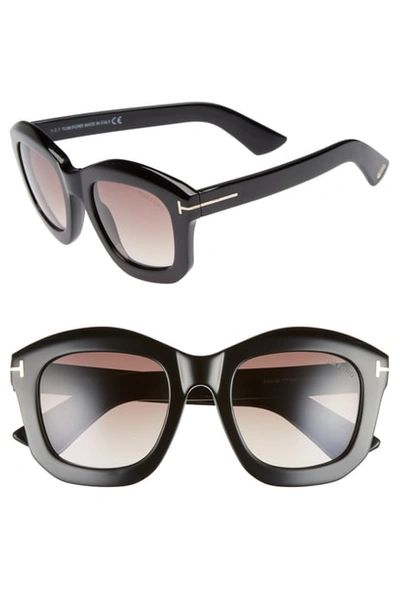 Shop Tom Ford Julia 50mm Gradient Square Sunglasses - Dark Havana Acetate/ Rose Gold