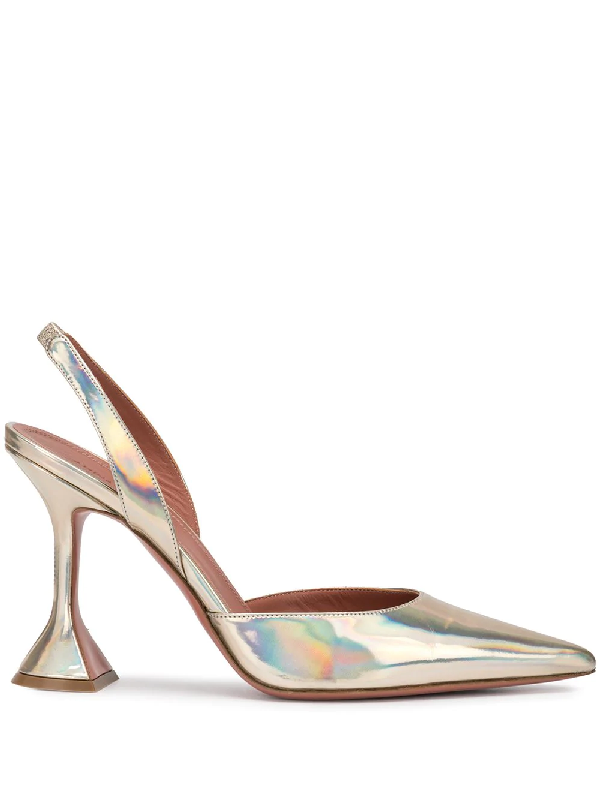 amina muaddi holli metallic slingback pumps