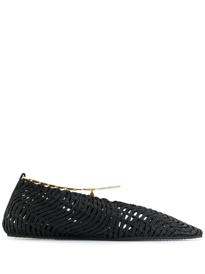 Shop Stella Mccartney Woven Ballet Flats - Black