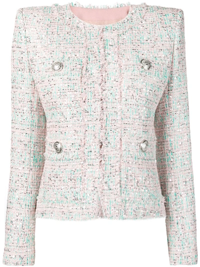 Shop Balmain Sequin Tweed Jacket - Pink