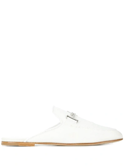 Shop Tod's Double T Mules - White