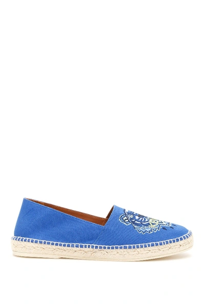 Shop Kenzo Tiger Embroidered Espadrilles In Blue