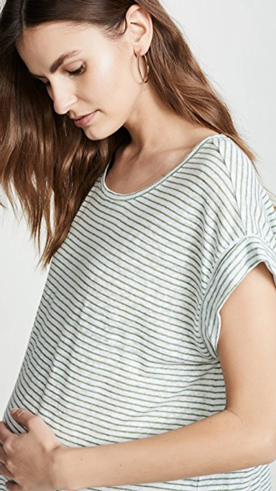 Shop Hatch The Linen Circle Tee In Spruce/white Stripe