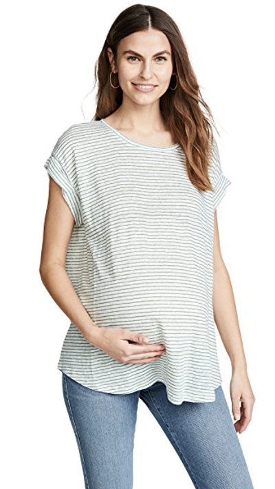 Shop Hatch The Linen Circle Tee In Spruce/white Stripe