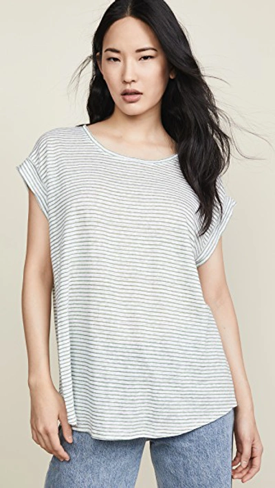 Shop Hatch The Linen Circle Tee In Spruce/white Stripe