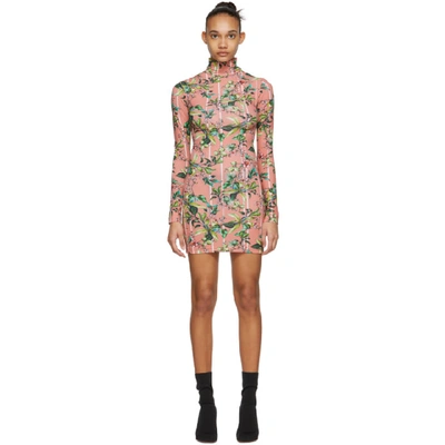 Shop Vetements Pink Body Dress In Pink Flower