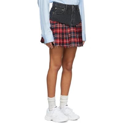 Shop Vetements Black And Red School Girl Miniskirt