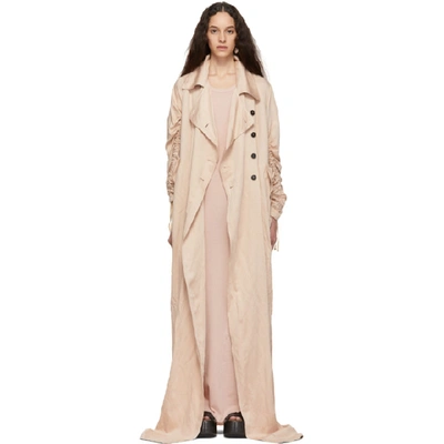 Shop Ann Demeulemeester Pink Oversized Valery Trench Coat In Old Rose