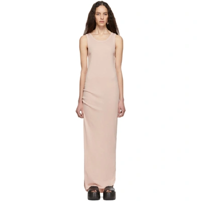 Shop Ann Demeulemeester Pink Unicotton Rib Long Dress In Musk