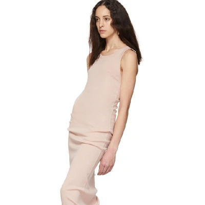 Shop Ann Demeulemeester Pink Unicotton Rib Long Dress In Musk