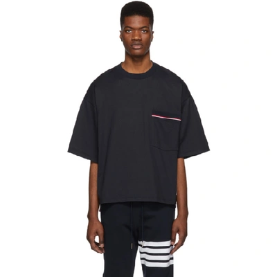 Shop Thom Browne Navy Oversized Pocket T-shirt In 415 Navy
