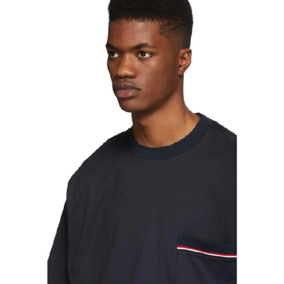 Shop Thom Browne Navy Oversized Pocket T-shirt In 415 Navy