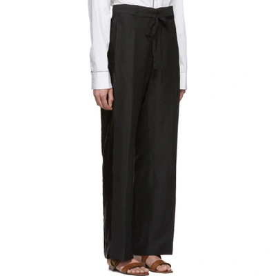 Shop Ann Demeulemeester Black Linen And Silk Trousers