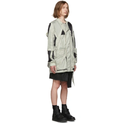 Shop Rick Owens Off-white And Black Cut-out Bomber Jacket In 6109oystrbk