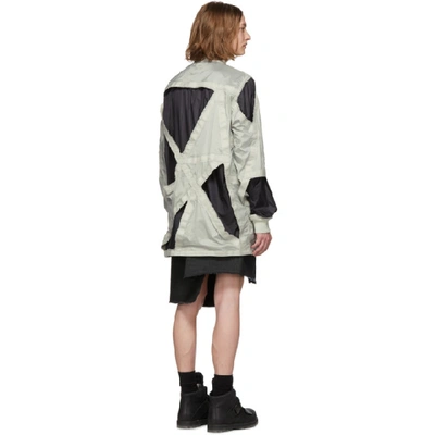 Shop Rick Owens Off-white And Black Cut-out Bomber Jacket In 6109oystrbk