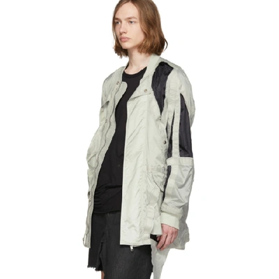 Shop Rick Owens Off-white And Black Cut-out Bomber Jacket In 6109oystrbk