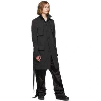 Shop Rick Owens Black Narrow Trench Cape Coat In 09 Black