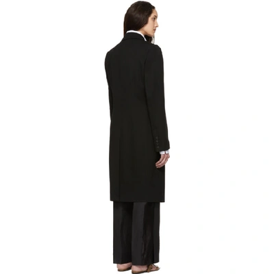 Shop Ann Demeulemeester Black Sleeve Print Coat