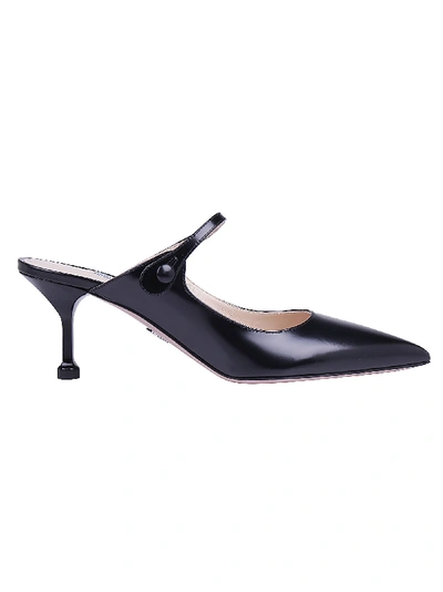 Shop Prada Pointed Toe Mule Pumps In Black