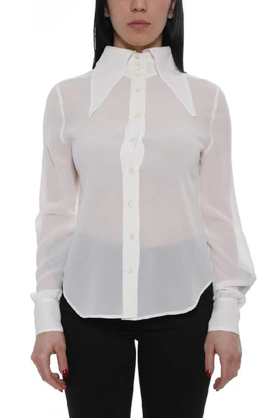 Shop Saint Laurent Sheer Shirt In White