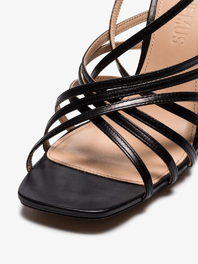 Shop Jacquemus Black Pisa Strappy Leather Sandals In 101 - Black
