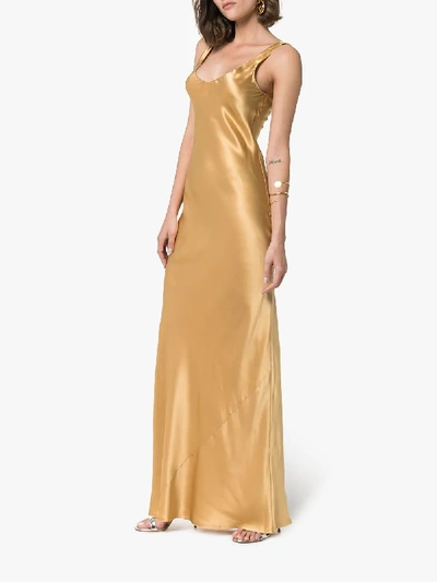 Shop Nili Lotan Bazile Silk Maxi Dress In Golden