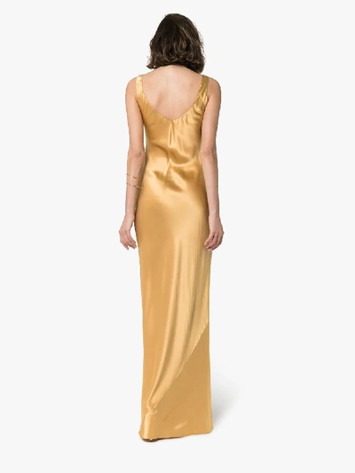 Shop Nili Lotan Bazile Silk Maxi Dress In Golden