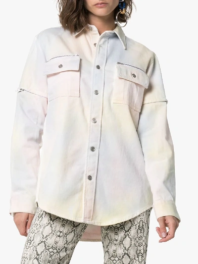 Shop Ganni Hopewell Tie-dye Denim Shirt In 981 Rainbow