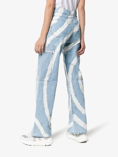 Shop Ganni Blackstone Spiral-bleached Cargo Jeans In 191 Bleach Tie Dye