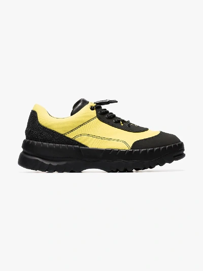 Shop Camper Lab X Kiko Kostadinov Yellow Lace-up Derby Shoes In Nero/yellow