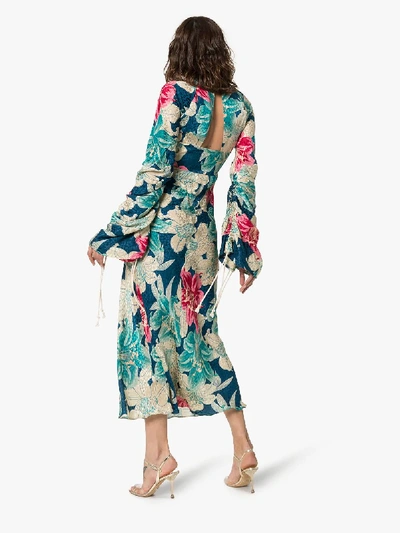 Shop Etro Floral-print Silk-jacquard Dress In Multicoloured