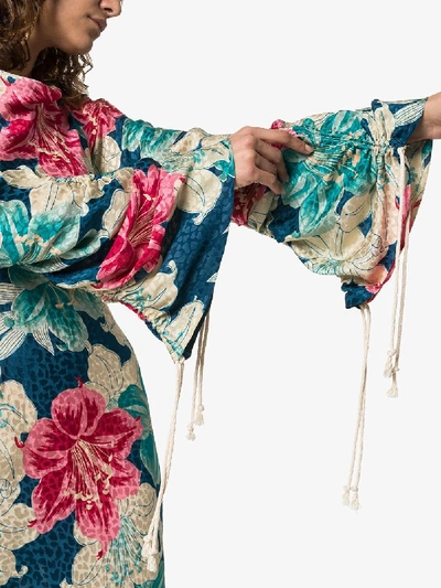 Shop Etro Floral-print Silk-jacquard Dress In Multicoloured