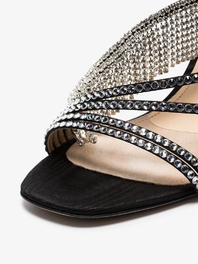 Shop Attico Black Baby Crystal Trim Sandals In 100 Black