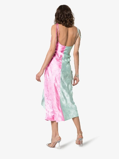 Shop Attico Two Tone Jacquard Wrap-around Slip Dress In 016 Mint