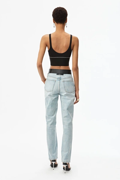 Shop Alexander Wang Logo Elastic Bra In Ribbed Jersey In Black