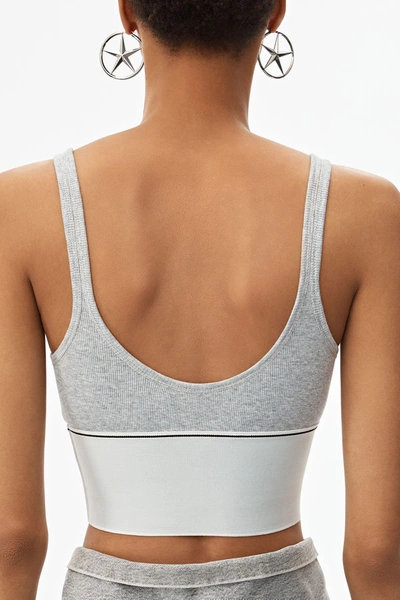 Shop Alexander Wang Logo Elastic Bra In Ribbed Jersey In Grey