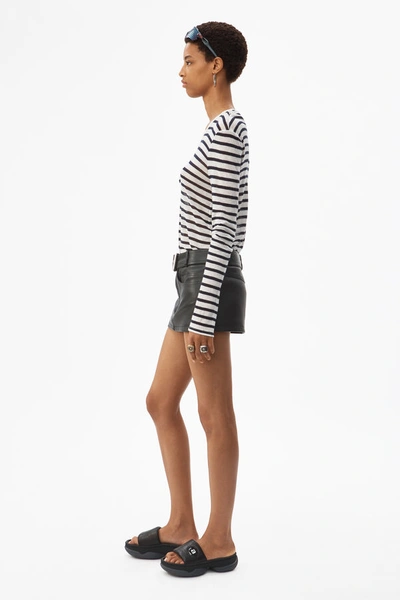 Shop Alexander Wang Striped Slub Jersey Tee In Ink And Ivory