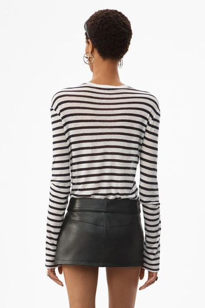 Shop Alexander Wang Striped Slub Jersey Tee In Ink And Ivory