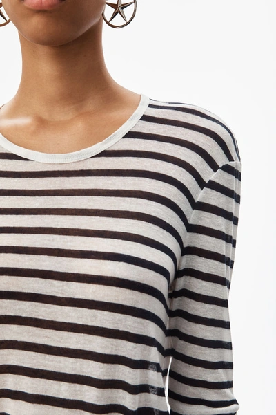 Shop Alexander Wang Striped Slub Jersey Tee In Ink And Ivory