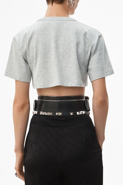 Shop Alexander Wang High Twist Crop Tee In Heather Grey