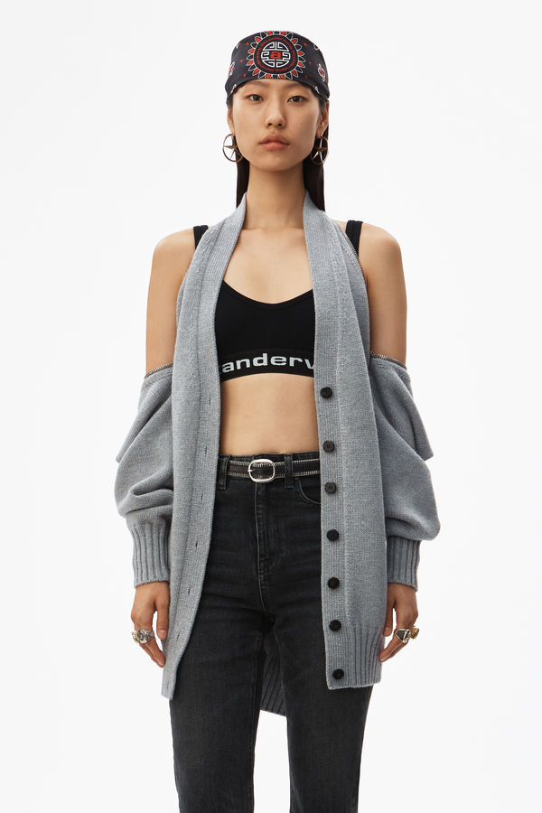 alexander wang zip shoulder cardigan
