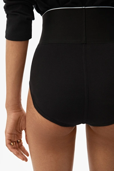 Shop Alexander Wang Logo Elastic Brief In Ribbed Jersey In Black