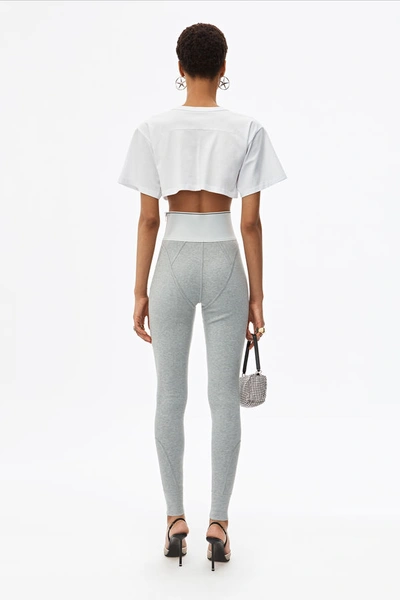 Alexander Wang Logo Elastic Legging In Ribbed Jersey In Grey