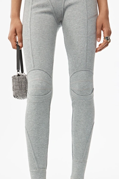 Shop Alexander Wang Logo Elastic Legging In Ribbed Jersey In Grey