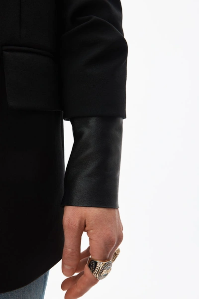 Shop Alexander Wang Jacket With Leather Sleeves In Black