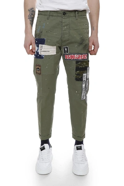Shop Dsquared2 Logo Patch Trousers In Green