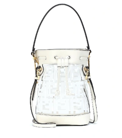 Shop Fendi Mon Trésor Mini Leather Bucket Bag In White