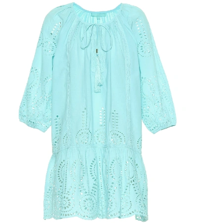 Shop Melissa Odabash Ashley Embroidered Cotton Cover-up In Blue